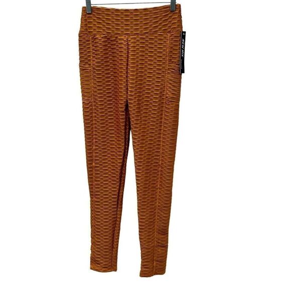 New Mix Brazillian Leggings Women's 2XL Mustard Yellow Textured Workout Soft New - Picture 5 of 13